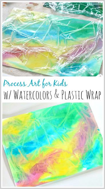 Art Process pour les enfants utilisant une pellicule plastique et la peinture aquarelle - Buggy et Buddy