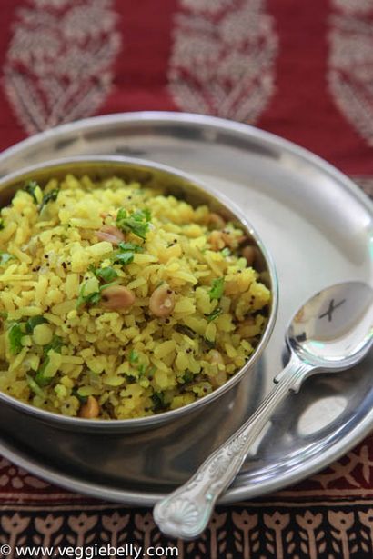 Rapide Poha (aplanie riz) Recette, Veggie ventre, végétarienne Recette