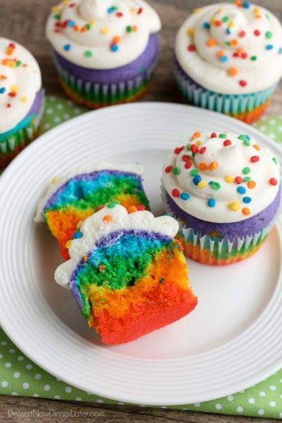 Rainbow Cupcakes (vidéo) - Dessert Maintenant, dîner plus tard!