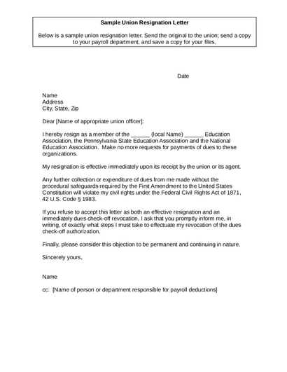 Rücktrittsschreiben - Abgebildete Kündigungsbrief Format