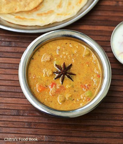 Saravana Bhavan Kurma recette Hôtel légumes Kurma Pour Parotta, Roti Avec la vidéo, Chitra Livre alimentaire