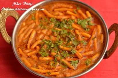 Shev Bhaji, Sev Bhaji Rezept, Maharashtrian Rezepte