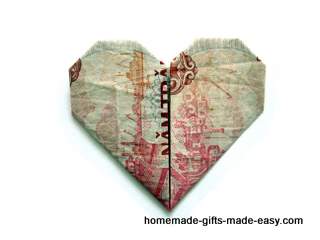 Simple Money Origami Heart - Instructions Tutoriel vidéo et image