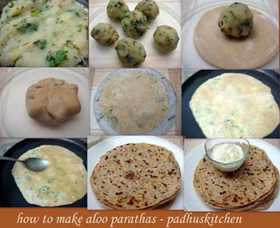 Quelques étapes simples pour faire Aloo Parathas, Padhuskitchen