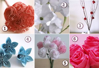 Six fleurs en papier - Knuckle salade (fleurs) Six fleurs en papier - Knuckle salade