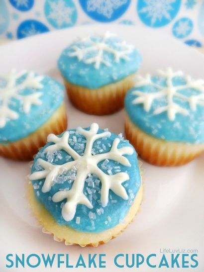 Petits gâteaux avec flocon de neige gratuit imprimable flocon de neige modèle!