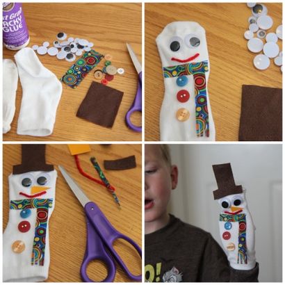 Bonhomme de neige marionnette de chaussette Artisanat, Vie Your Way