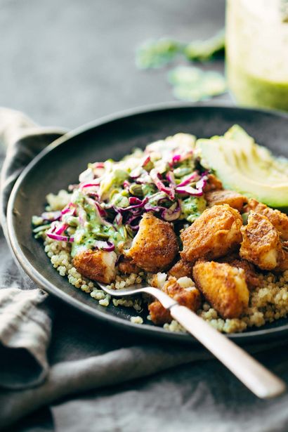 Poisson épicé Bols Taco avec Lime Slaw - Coriandre Pincée de Yum