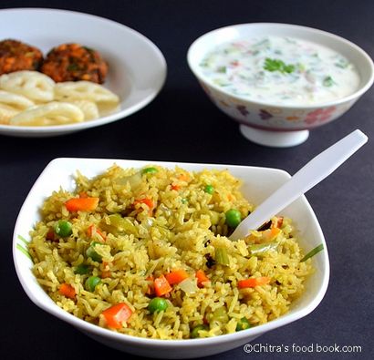 Épicé aux légumes Pulao Recette avec Raita, Chitra Food Book