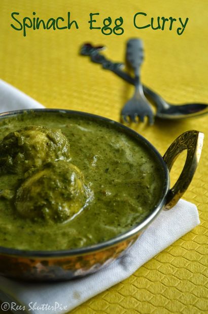 Spinat Ei Curry Rezept, Palak Anda Curry Rezept, Delectable Flavors