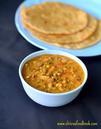 Germée vert Gram Curry - Pachai Payaru Kuruma Pour Chapathi, riz, Dosa, Idli, Chitra Livre alimentaire