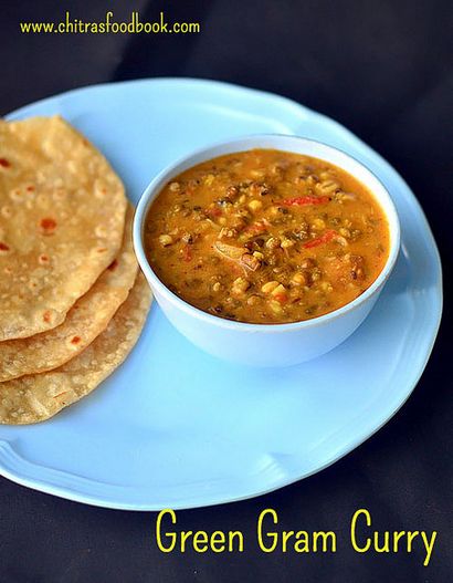 Germée vert Gram Curry - Pachai Payaru Kuruma Pour Chapathi, riz, Dosa, Idli, Chitra Livre alimentaire
