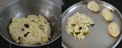 Boules de riz avec étuvé Brinjal Gosthu, Padhuskitchen