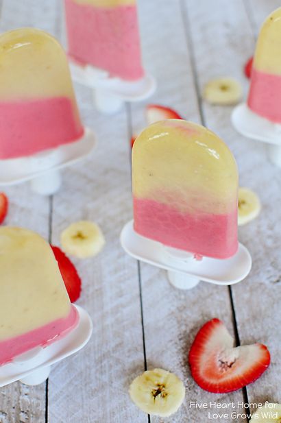 Strawberry Banana popsicles - L'amour pousse sauvage