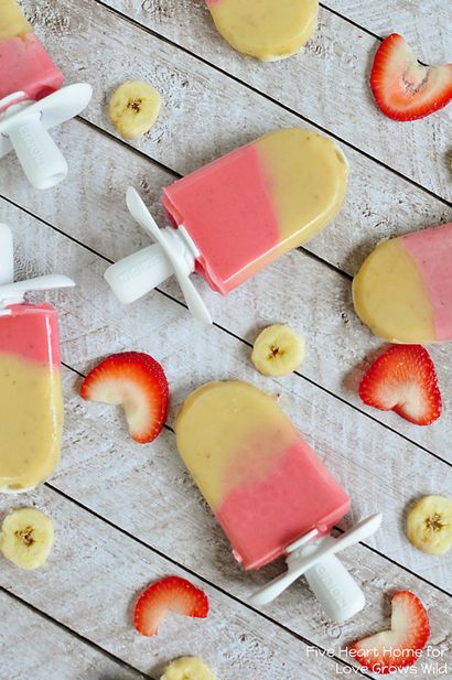 Strawberry Banana popsicles - L'amour pousse sauvage