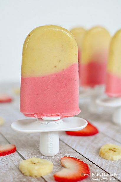 Strawberry Banana popsicles - L'amour pousse sauvage