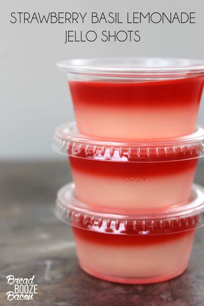 Strawberry Basil Lemonade Jello Shots - Brot Booze Speck