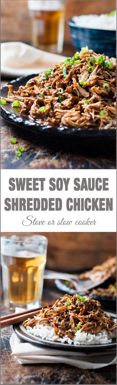 Sauce de soja douce Shredded de poitrine de poulet, RecipeTin Eats