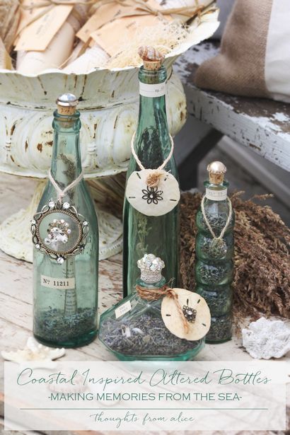 Les pensées d'Alice Coastal Inspired bouteilles Altered Making Memories de la mer