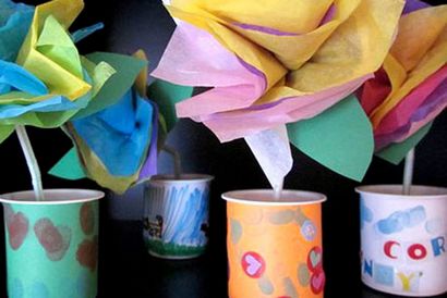 Seidenpapier Blumen - Vasen, Basteln für Kinder, Eltern PBS