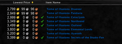 Tome of Illusions, Warcraft Guides d'or