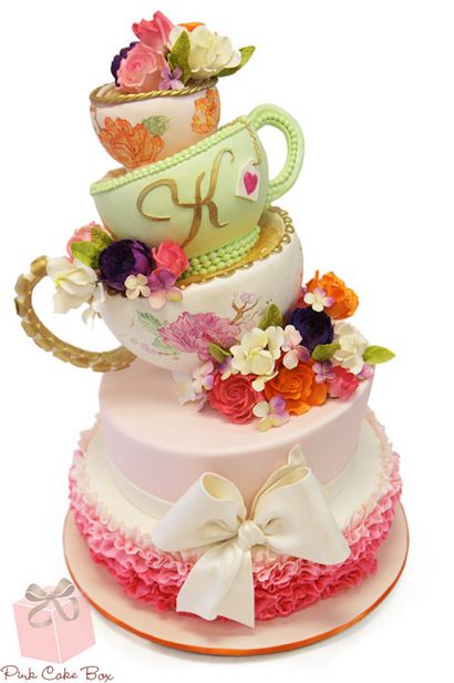 Totalement Terrific Teapot gâteaux - Rose Cake Box