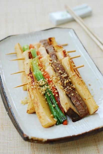 Tteok Sanjeok (Brochette gâteau de riz au boeuf et légumes) - Corée Bapsang