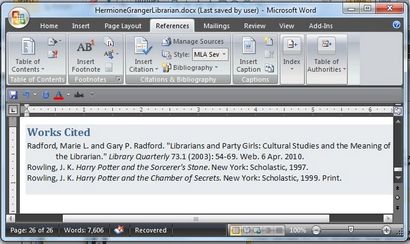 En utilisant Microsoft Word pour créer des références et Bibliographies0 Olson Library
