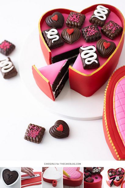 Valentine - s Herz-Süßigkeit-Kasten-Kuchen