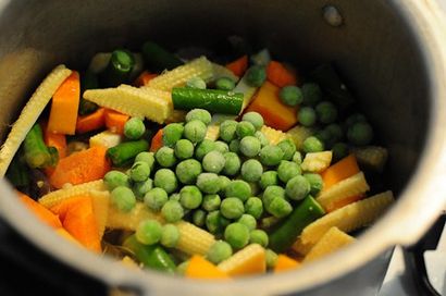 Légumes Pulao Recette, Pulao de légumes dans autocuiseur