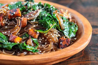 Vegetarisch Korean Japchae Nudel-Rezept - Steamy Küche Rezepte