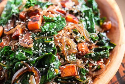 Vegetarisch Korean Japchae Nudel-Rezept - Steamy Küche Rezepte