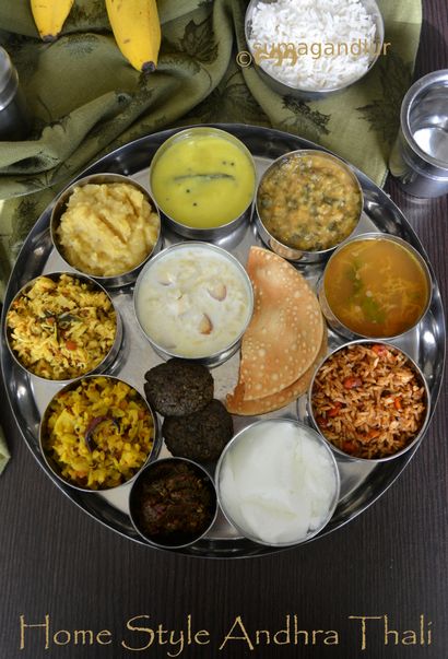 Veggie Platter Andhra Pradesh Homestyle thaali ~ Panasa Pottu Koora