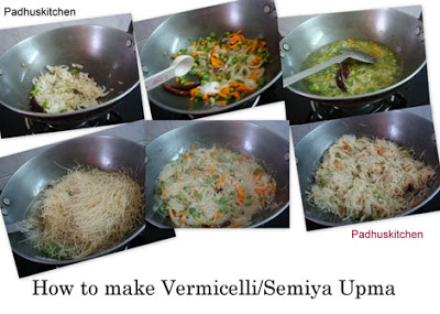 Vermicelles Upma-Semiya Upma-vermicelles recette Upma, Padhuskitchen