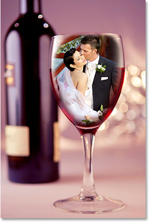 Couple de mariage en verre de vin - Tutoriel Photoshop (mariage) Couple de mariage en verre de vin - Tutorial Photoshop
