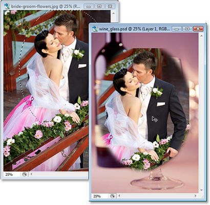 Couple de mariage en verre de vin - Tutoriel Photoshop (mariage) Couple de mariage en verre de vin - Tutorial Photoshop