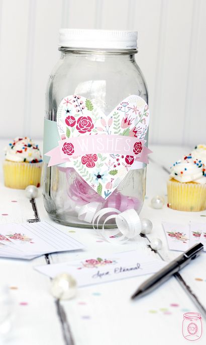 Mariage de souhaits Jar bricolage avec libre Printables - Le marché Cottage