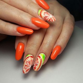 Оранжеви цветове за маникюр, модерен декор (125 снимки)