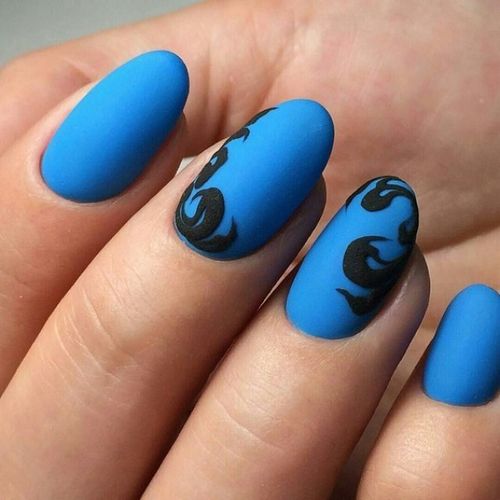 Маникюр син гел лак дизайн на ноктите - идеи за снимки