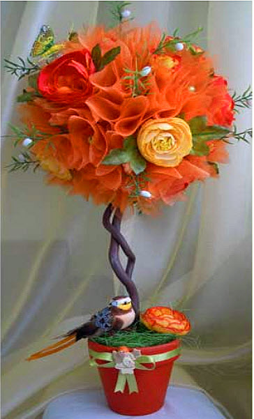 Virágok organza kezük (csokor műkertészeti) (virág) Virágok organza kezük (csokor műkertészeti)