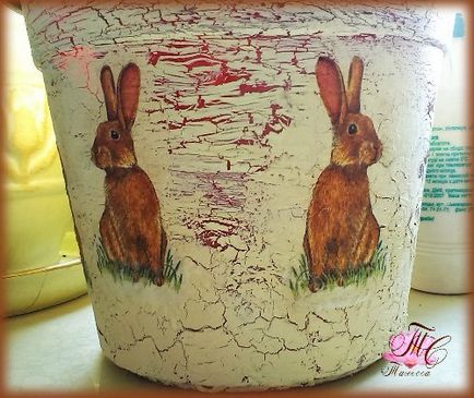 Decoupage virágcserepek kezük mesterkurzust fotókkal