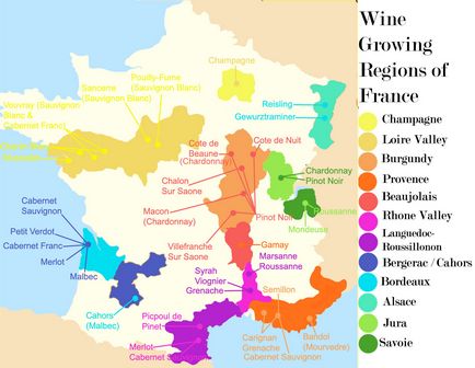Francia borok - besorolás, régiók, márka nevét
