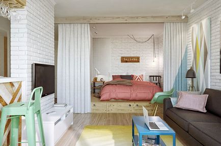 Nappali és hálószoba egy szobában 75 fotók, rendezési és design ötleteket