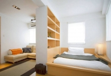 Nappali-hálószoba 18 négyzetek tervezés fotók belső szoba hall, elrendezés és design, kombinálva a