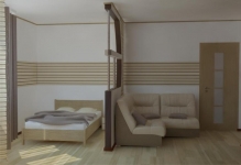 Nappali-hálószoba 18 négyzetek tervezés fotók belső szoba hall, elrendezés és design, kombinálva a