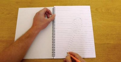 Hogyan kell felhívni a 3d rajz papíron ceruzával szakaszokban - képek és rajzok az asztalra