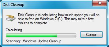 Hogyan tisztítható rendszer lemez törlése, elavult frissítés a Windows 7 SP1, Windows rendszerű