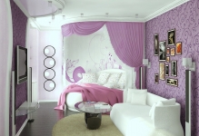 A szoba tini lány 12-14-15 éves, belsőépítészet, gyönyörű fotó a szoba a lehető