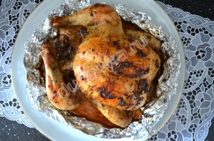 Csirke sült fólia - egy recept lépésről lépésre fotók