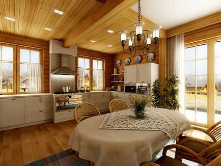 A konyha a tájház - tervezés (59 kép) a kezével, étkező belső, kézi, fényképészeti és